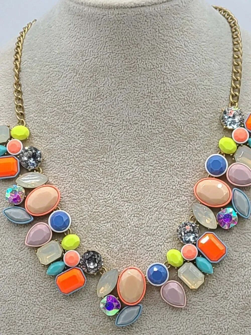 J Crew Fiesta Brulee Crystals and Resin Necklace